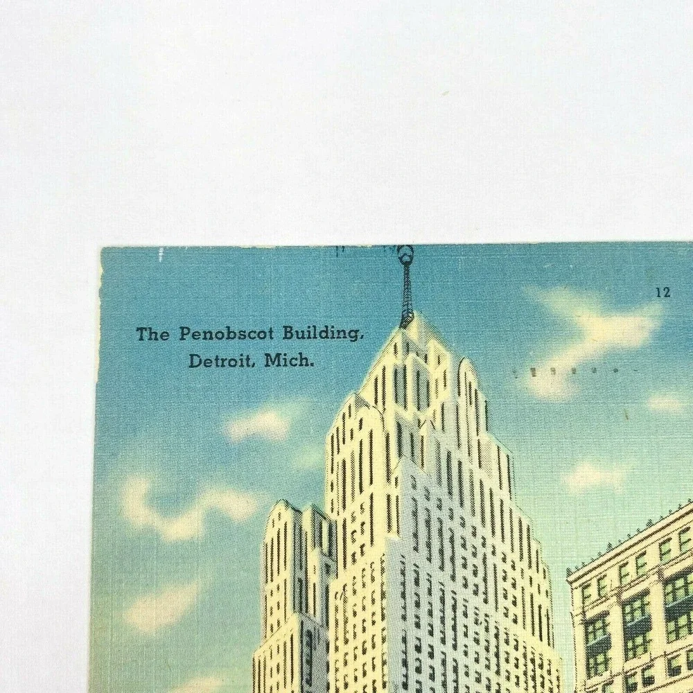Vintage Detroit Michigan‎ Postcard Penobscot Building Architecture USA Posted